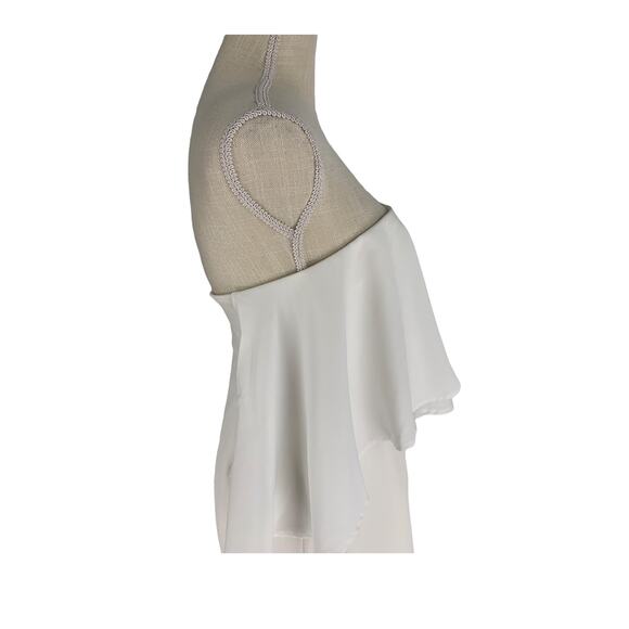 Few Moda Strapless Ruffle Off White Cropped Wide Leg Jumpsuit Womens Size Small - Picture 7 of 9